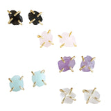 Gemstone Crystal Stud Prong Earrings