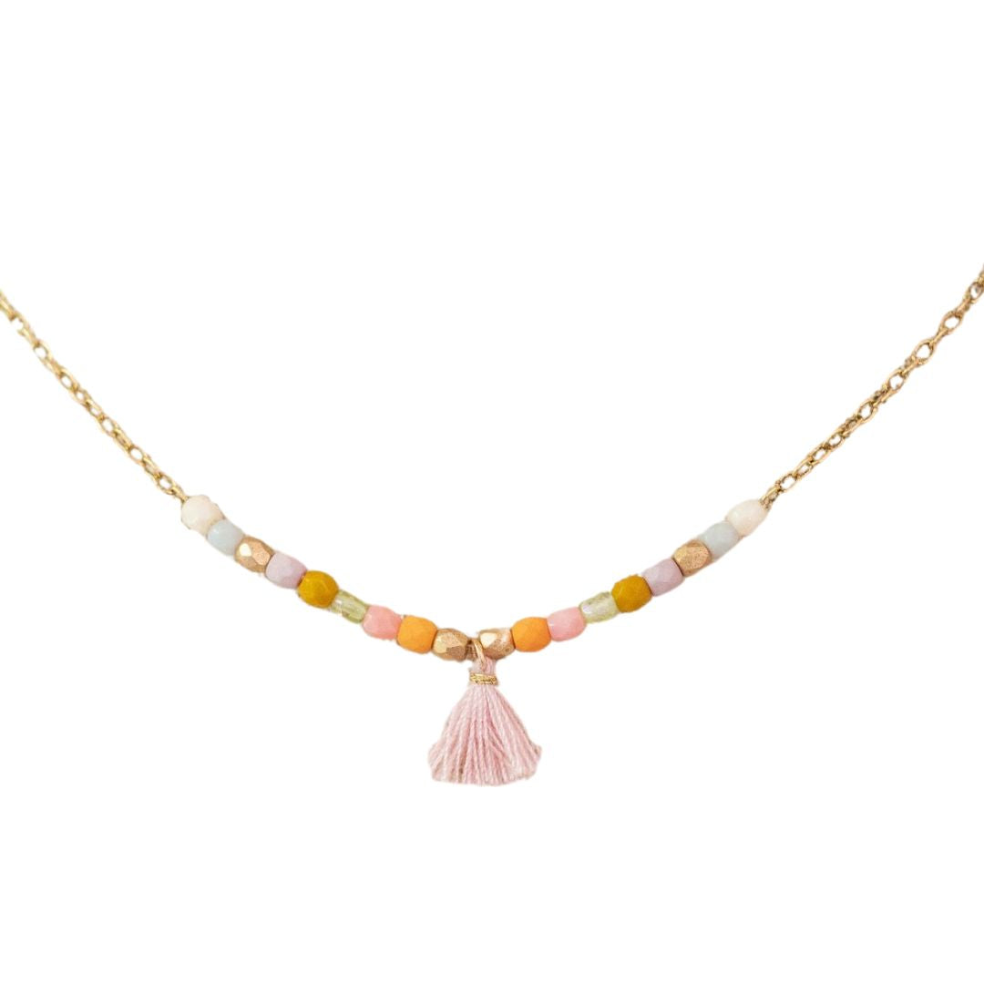 Dainty Beaded Necklace with Tassel