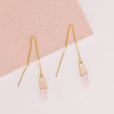 Rose Quartz Threader Earrings