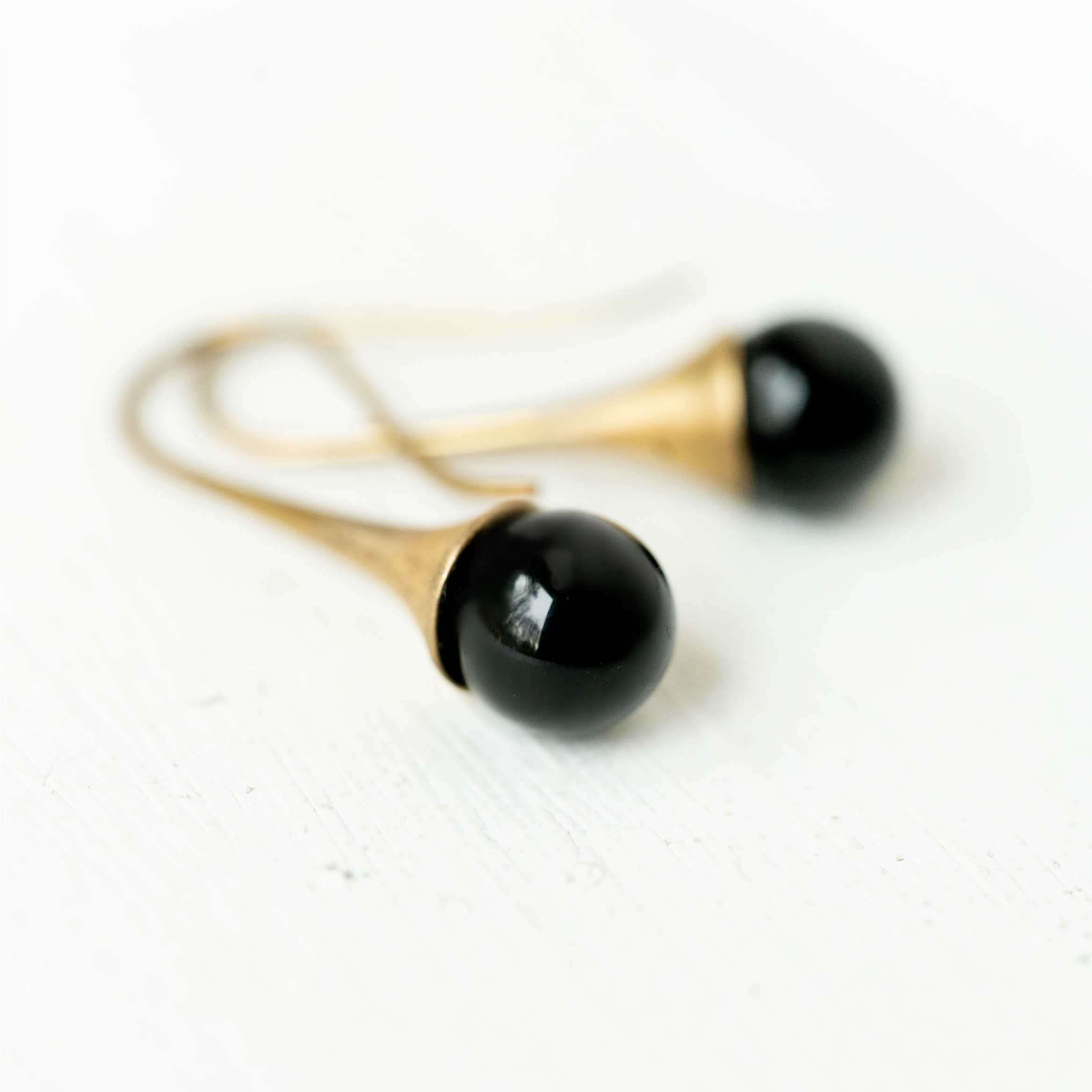 Gemstone Teardrop Antique Brass Earrings