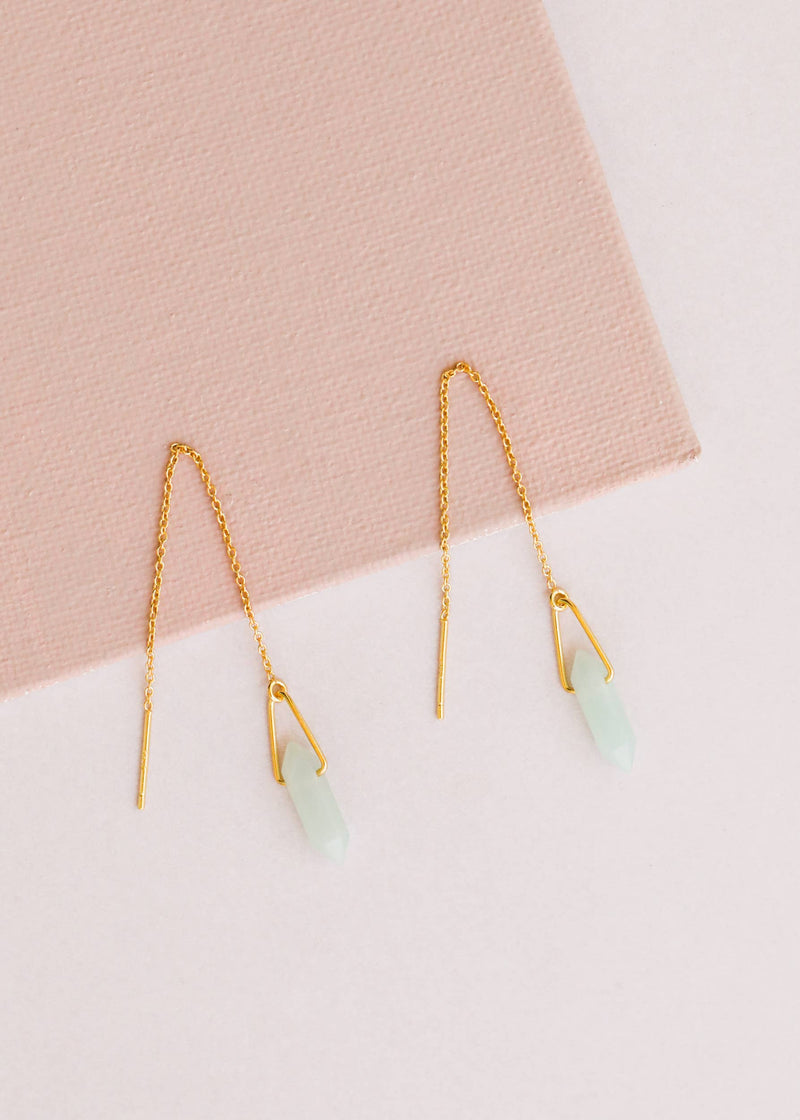 Amazonite Crystal Threader Earrings