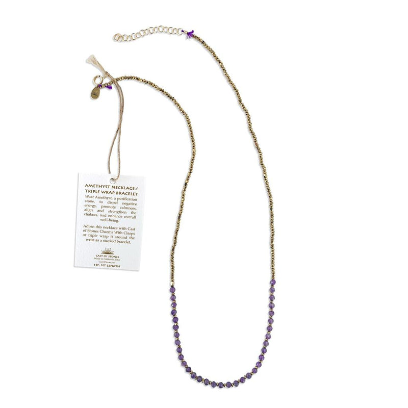 Amethyst Crystal Gemstone Necklace/Triple Bead Bracelet