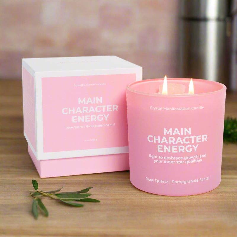 "Main Character Energy" Rose Quartz Crystal Manifestation Candle