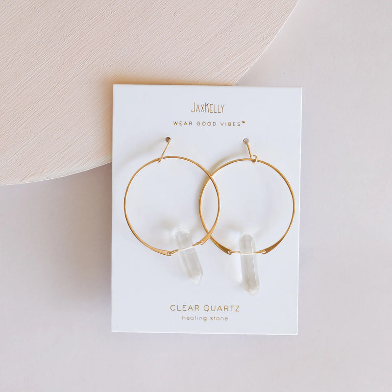 Hoop Earrings with Double Pointed Crystals