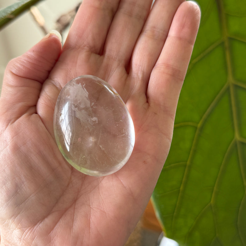 Clear Quartz Crystal Polished Gallet Palm Stone