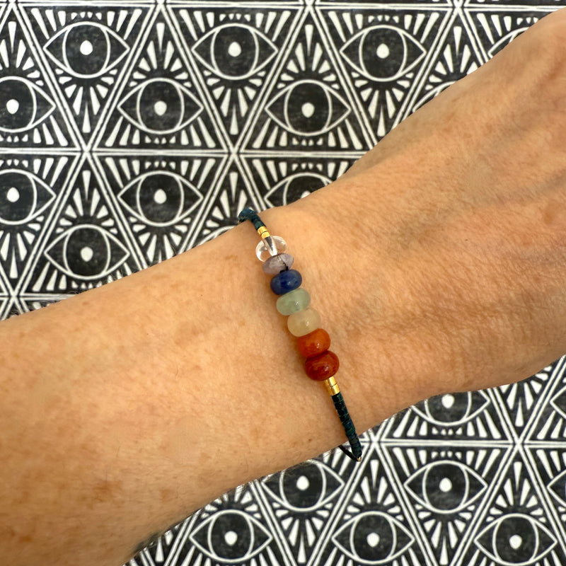 Seven Chakras Gemstone Adjustable Bracelet