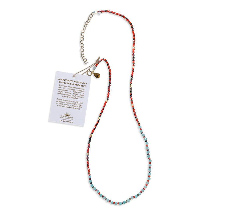 Amazonite Crystal Gemstone Necklace/Triple Bead Bracelet