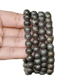 Pyrite Crystal 8mm Bead Bracelet