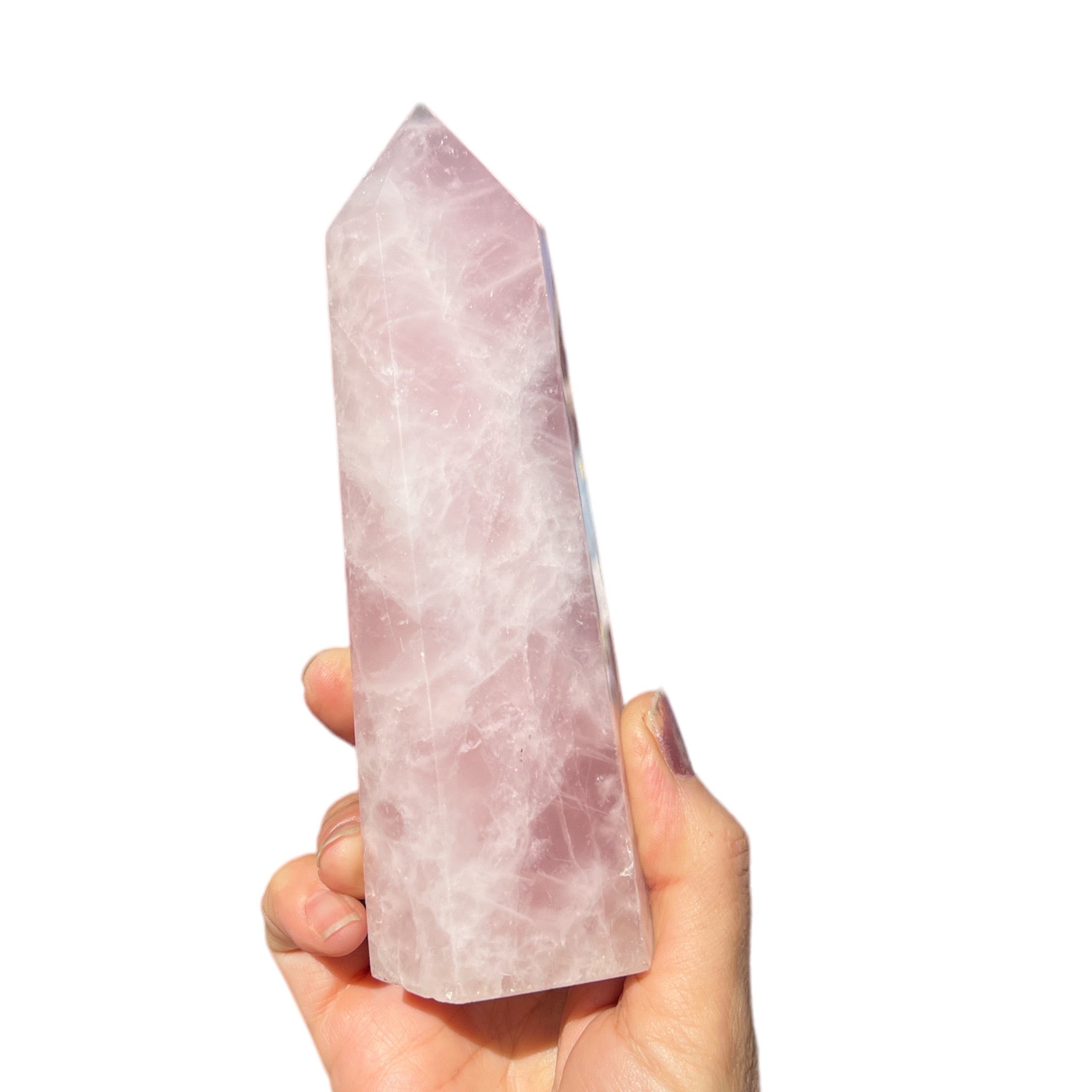 Polished Rose Quartz Crystal Obelisk Tower