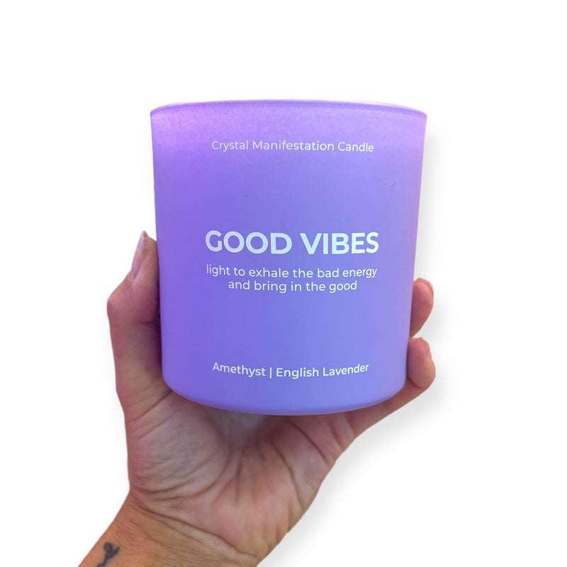 "Good Vibes" Amethyst Crystal Manifestation Candle