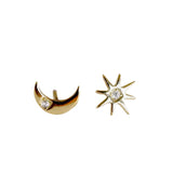 Sun & Moon Gold Stud Earrings