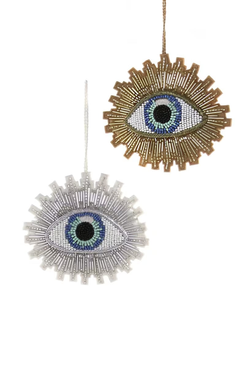 Tinsel Sequin Burst Evil Eye Ornament